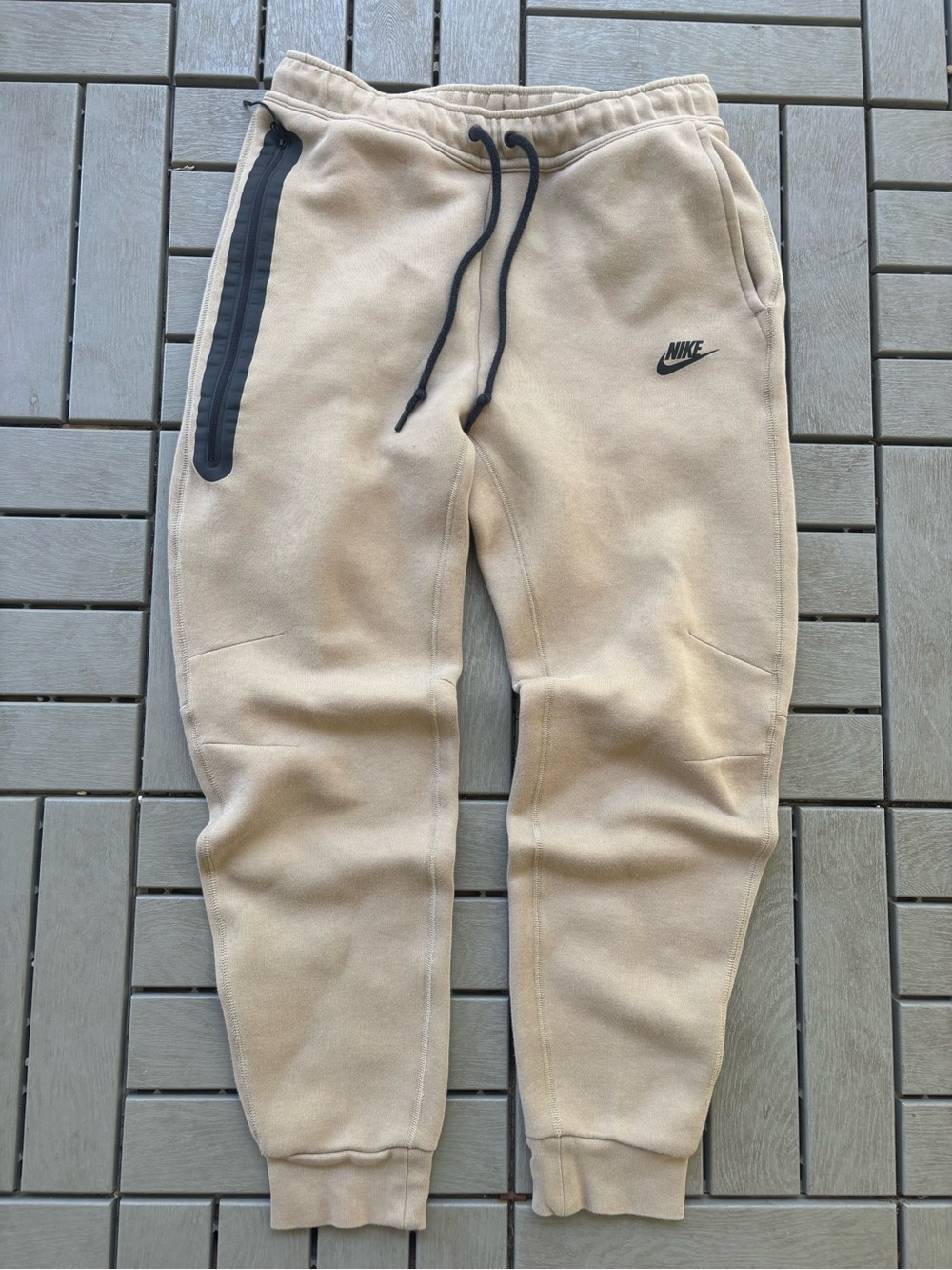 Nike Tan Fleece Joggers with Black Trim